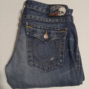 True Religion Women's Billy VTG Straight Jeans Flap Pockets WAP572F83 Size 30